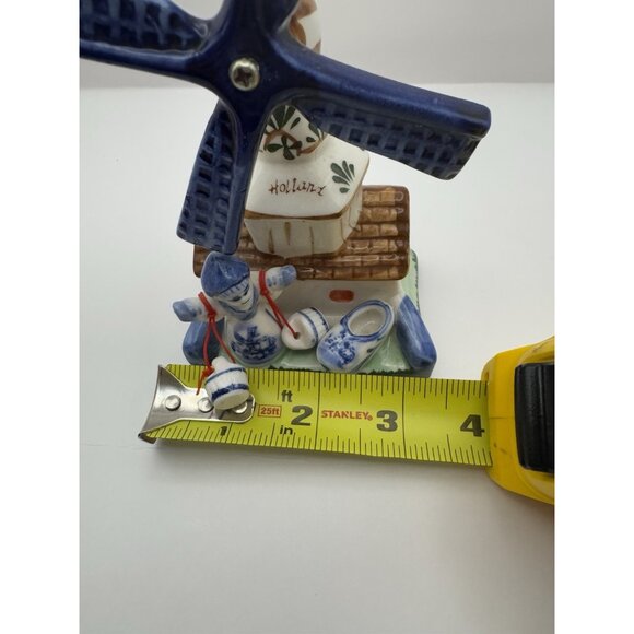 Delft Blue Handpainted Holland Souvenir Ceramic Windmill With Girl Shoe 5” - Picture 7 of 8